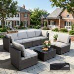 7-Piece Outdoor Wicker Rattan Sectional Sofa Set with Premium Cover