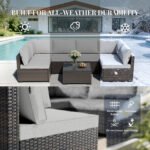 7-Piece Outdoor Wicker Rattan Sectional Sofa Set with Premium Cover - Image 7
